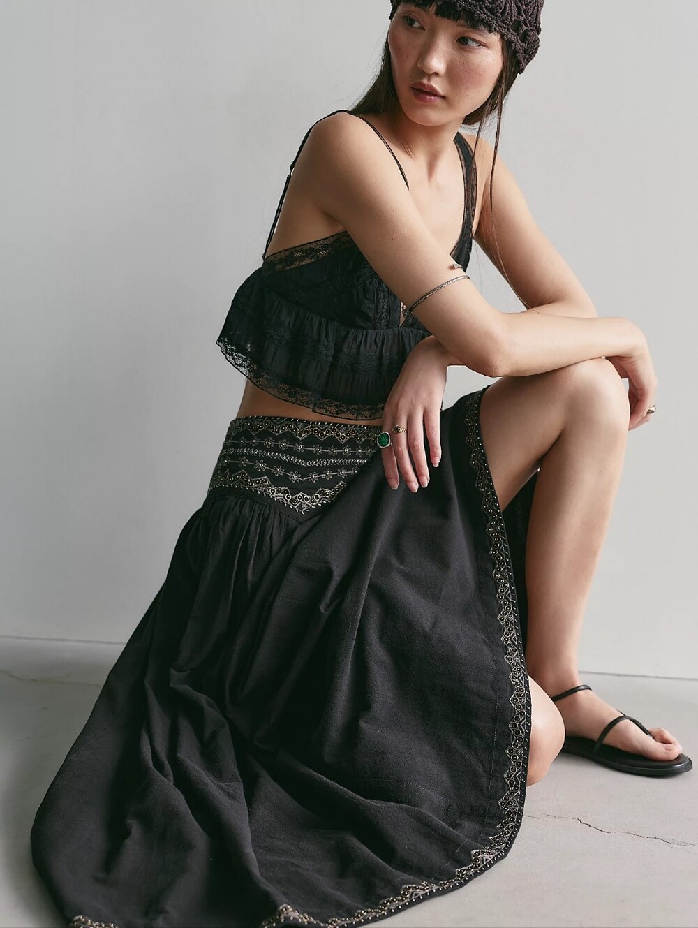 Free PEOPLE. Silver Lining Maxi Skirt